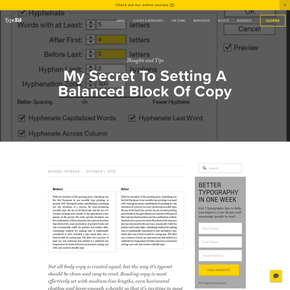 My Secret to Setting a Balanced Block of Copy