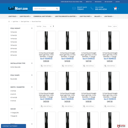 Round Steel Poles | LightMart.com