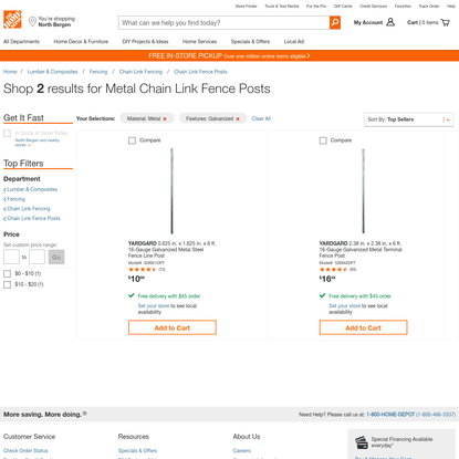 Galvanized - Metal - Chain Link Fence Posts - Chain Link Fencing - The Home Depot