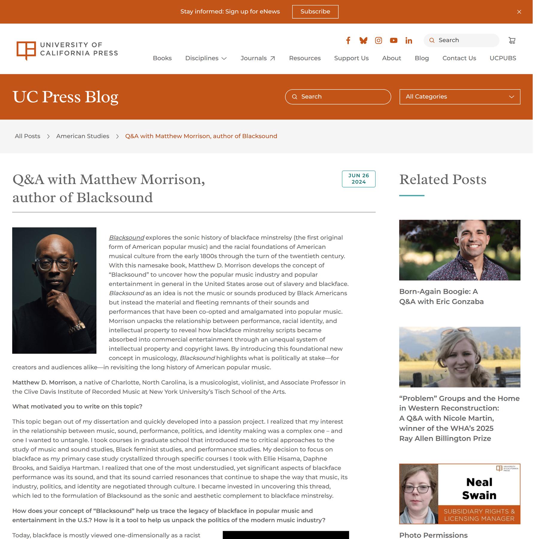 Q&A with Matthew Morrison, author of Blacksound