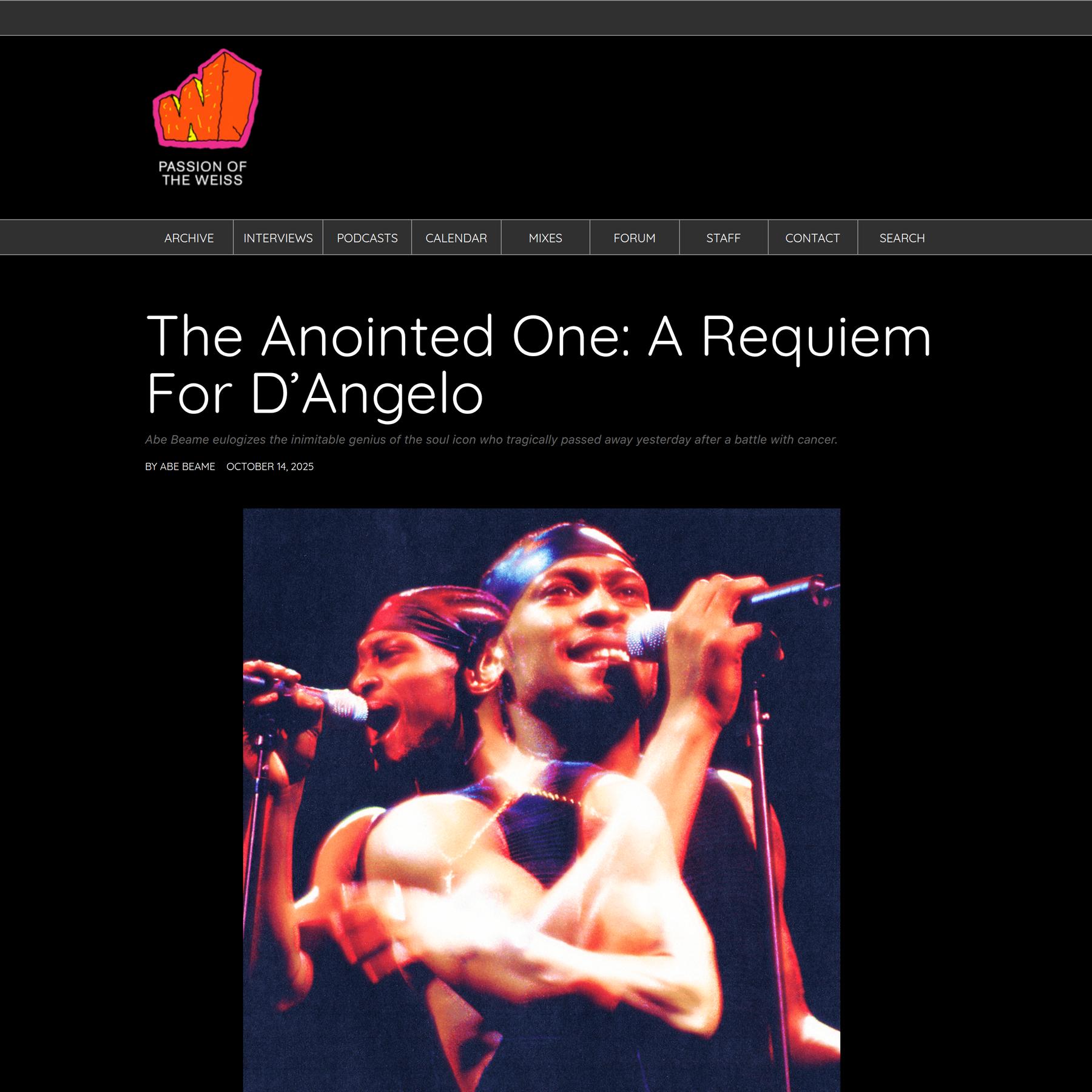 The Anointed One: A Requiem For D’Angelo | Passion of the Weiss