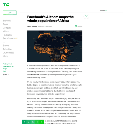 Facebook's AI team maps the whole population of Africa