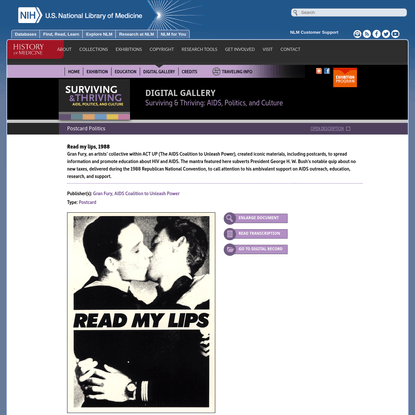 Read my lips, 1988 - Surviving and Thriving - NLM Exhibition Program