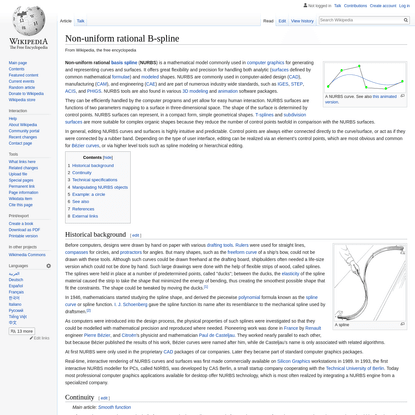 Non-uniform rational B-spline - Wikipedia