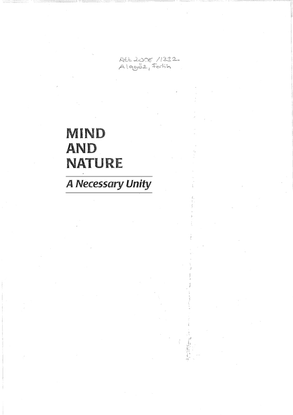 Mind and Nature: A Necessary Unity