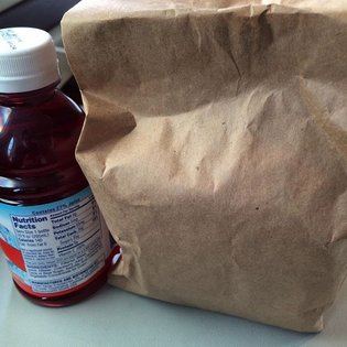 Brown bag lunch on the road.