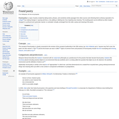 Found poetry - Wikipedia