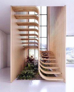 Bent plywood stairwell