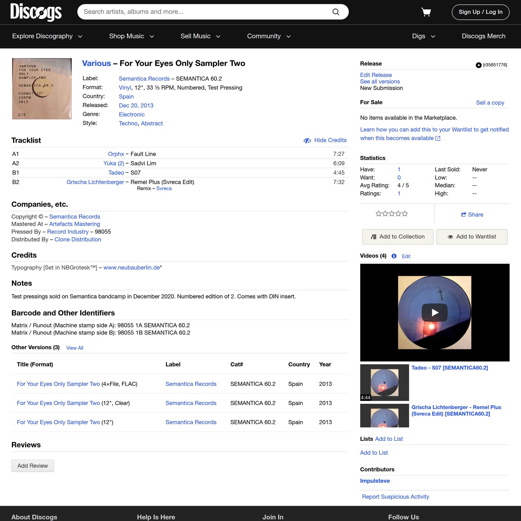 For Your Eyes Only Sampler Two – Vinyl (12", 33 ⅓ RPM + 2 more), 2013 [r35651776] | Discogs
