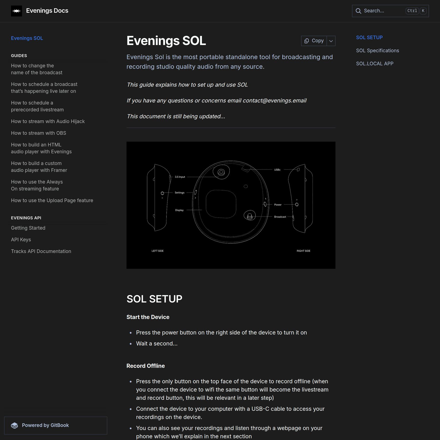 Evenings SOL | Evenings Docs