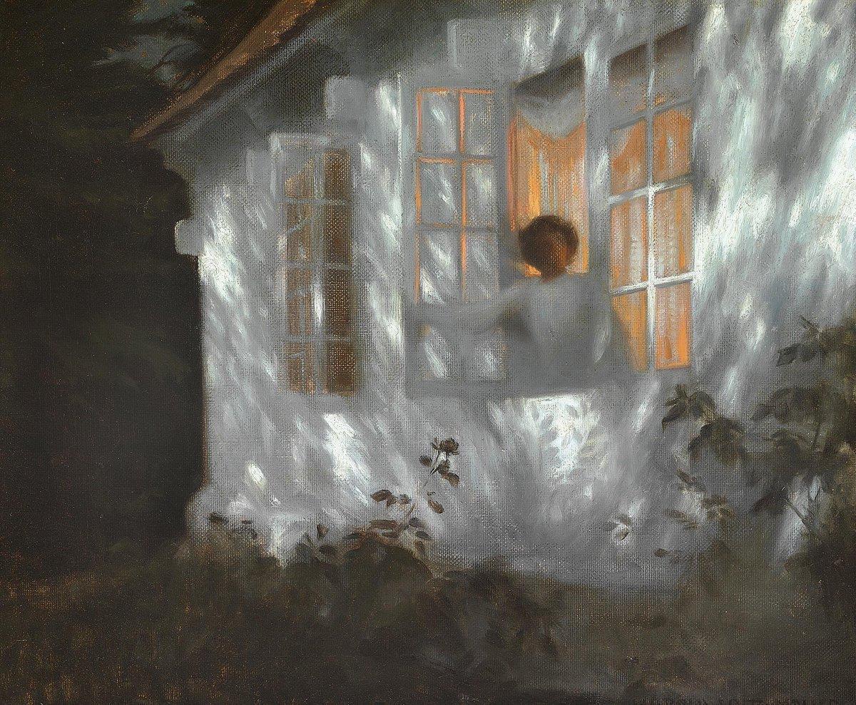 Harald Slott-Møller - "Summer evening at Bangsbo. Agnes looks out into the summer night"