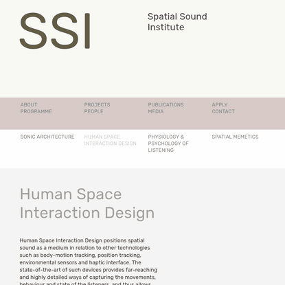 human space interaction design - SSI