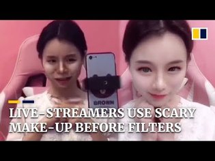 Live-streamers use scary make-up to look perfect on camera