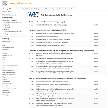 Guidelines - Accessibility Checklist