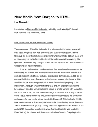 HCI README New Media from Borges to HTML (Lev Manovich) (2001)