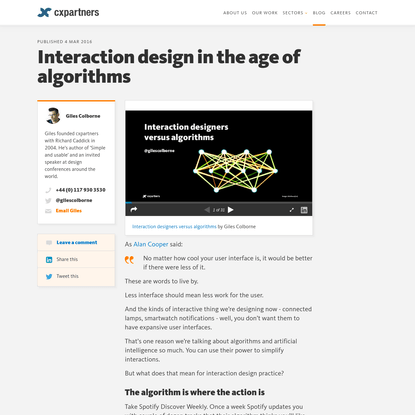 Interaction design in the age of algorithms