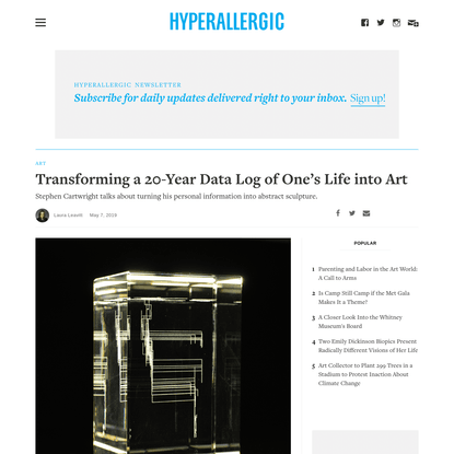 Transforming a 20-Year Data Log of One's Life into Art