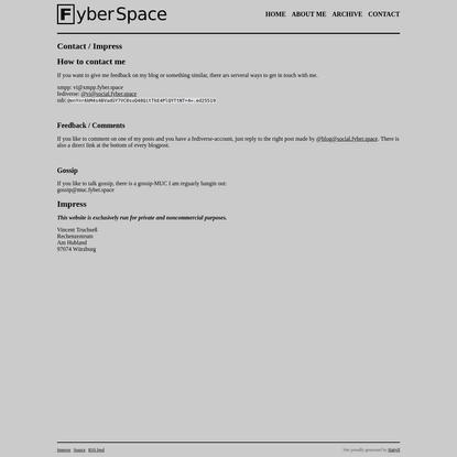 FyberSpace - Contact / Impress