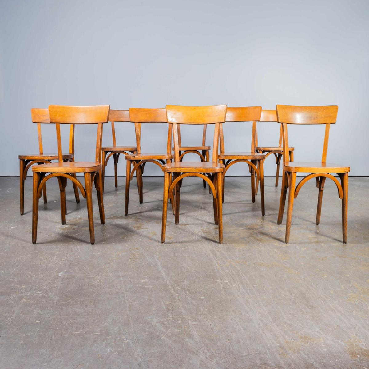1950's Honey Colour Baumann Bentwood Dining Chairs - Set Of Nine