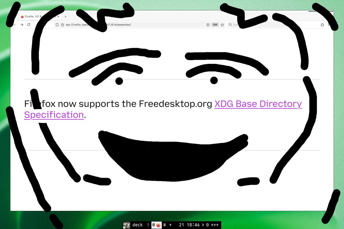firefox supports the xdg base directory specification as of v147