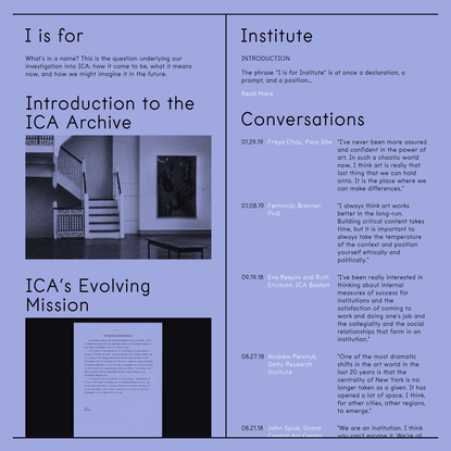 I is for Institute - ICA Philadelphia | Home