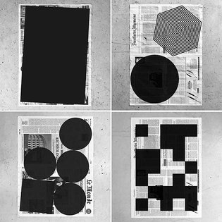 Silkscreen on newsprint #datamatrix #lemonde #bild #frankfurterallgemeine #expurgate #edit #fact #fragment #patrickthomasnew...