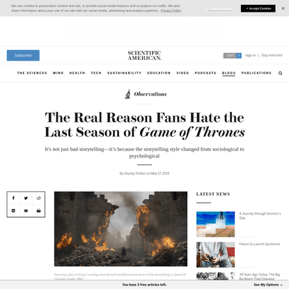 The Real Reason Fans Hate the Last Season of Game of Thrones - Scientific American Blog Network