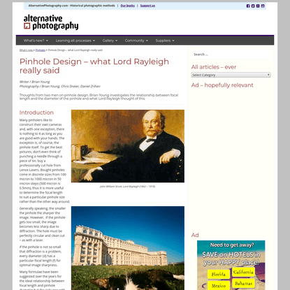 Pinhole Design - what Lord Rayleigh really said