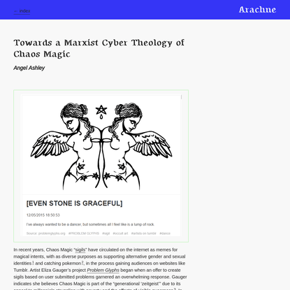 Towards a Marxist Cyber Theology of Chaos Magic * Angel Ashley