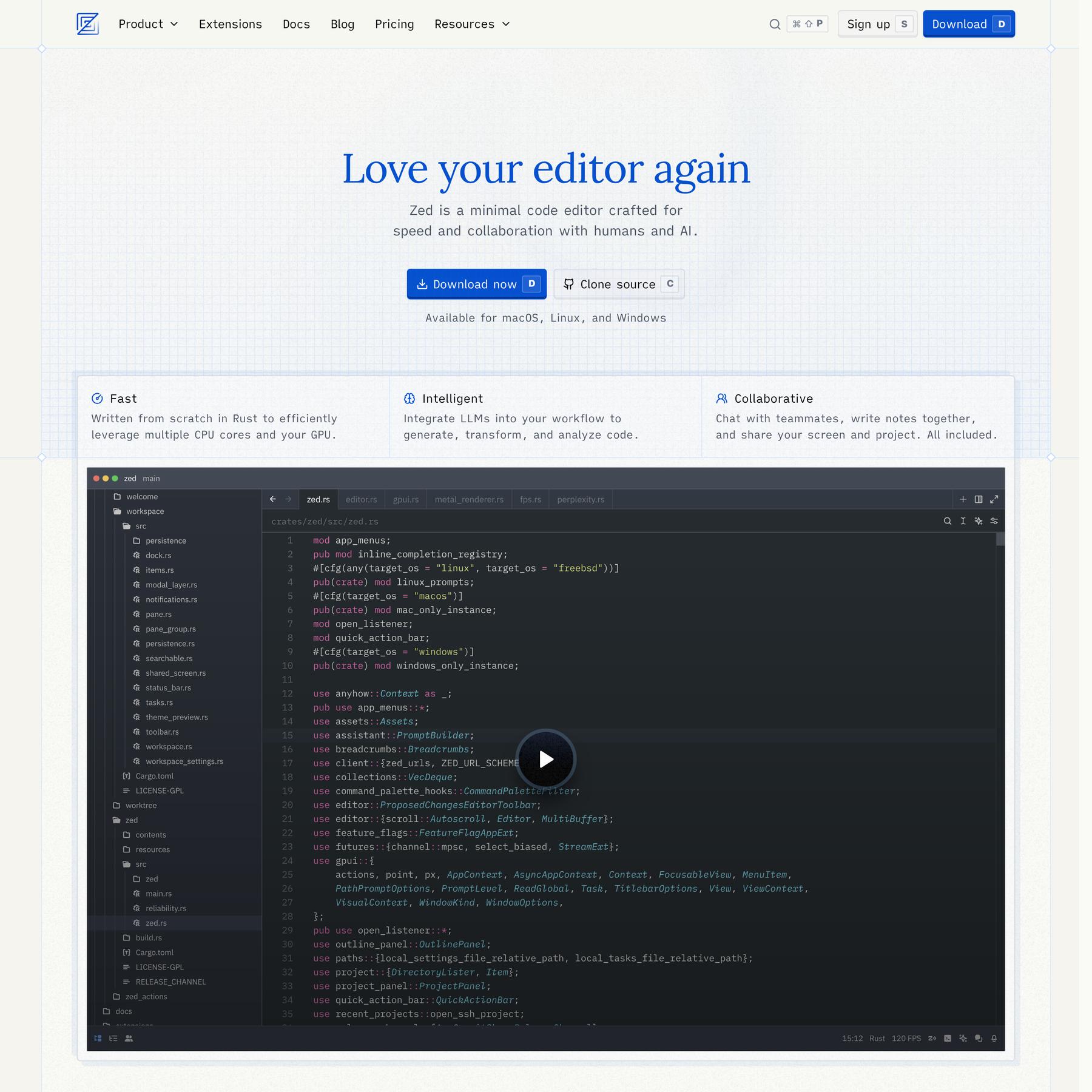 preview of Zed — Love your editor again