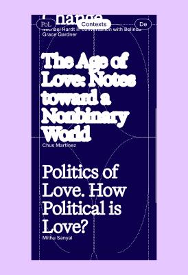 Mobile context overview from the “Politics of Love” website, presenting essay titles and authors as a bold typographic index with dotted orbital grid lines, cropped navigation elements, and a responsive editorial layout for long-form digital publishing.