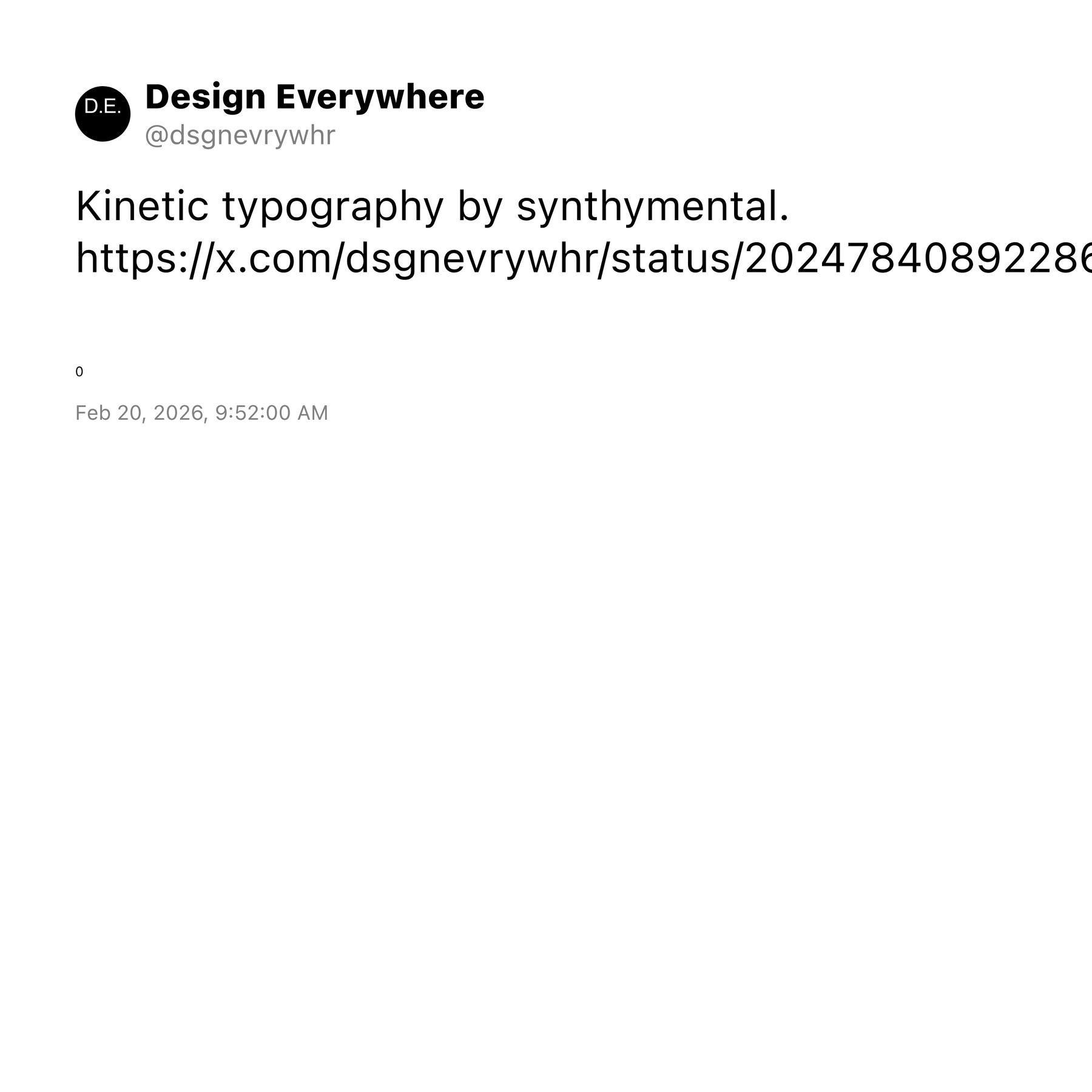 preview of Design Everywhere on X: "Kinetic typography by synthymental. https://t.co/cWbhOx0IpK" / X