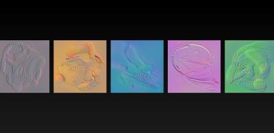 Five Single Covers with rounded abstract 3D objects, with distorted lucid type applied on it.