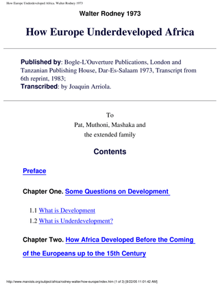 How Europe Underdeveloped Africa 