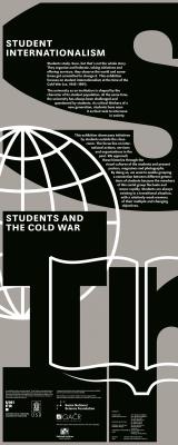 Title panel of an exhibition design based on variable typography HAL Gap by HanLi and Maxima by Gert Wunderlich featuring the icons book and globe of international student unions.