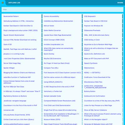 ArtLung Lab: Web Tech Experiments by Joe Crawford / ArtLung Lab