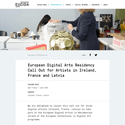 European Digital Arts Residency Call Out for Artists in Ireland, France and Latvia - EUCIDA