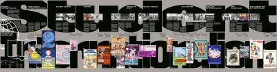 Layout System of a modular exhibition design based on big bold variable typography, archival imagery and historical student posters.