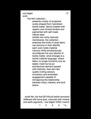 Minimalist artist website shown in mobile view, displaying tabbed typography layout in helvetica regular in black and white only.