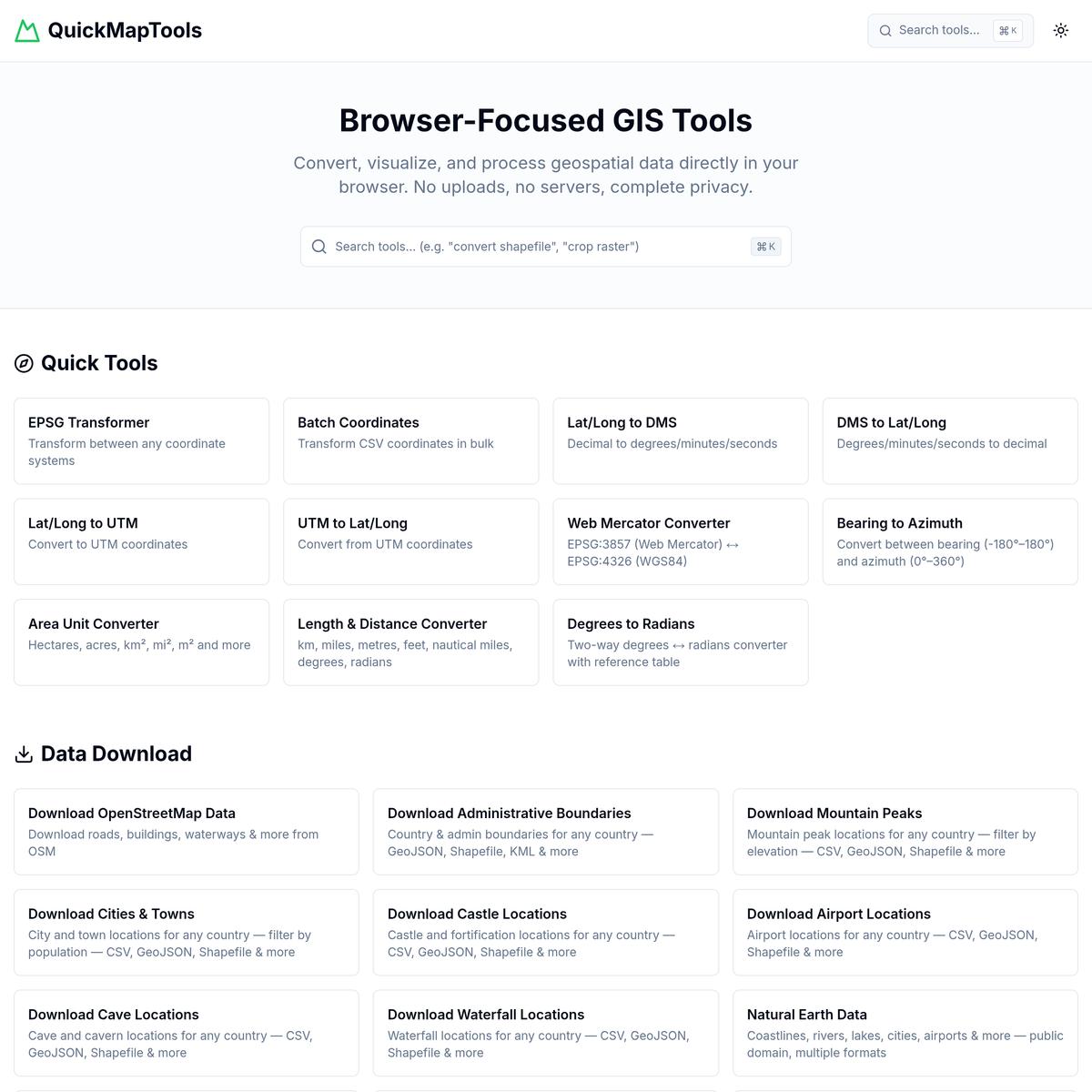 QuickMapTools - Browser-Focused GIS Tools