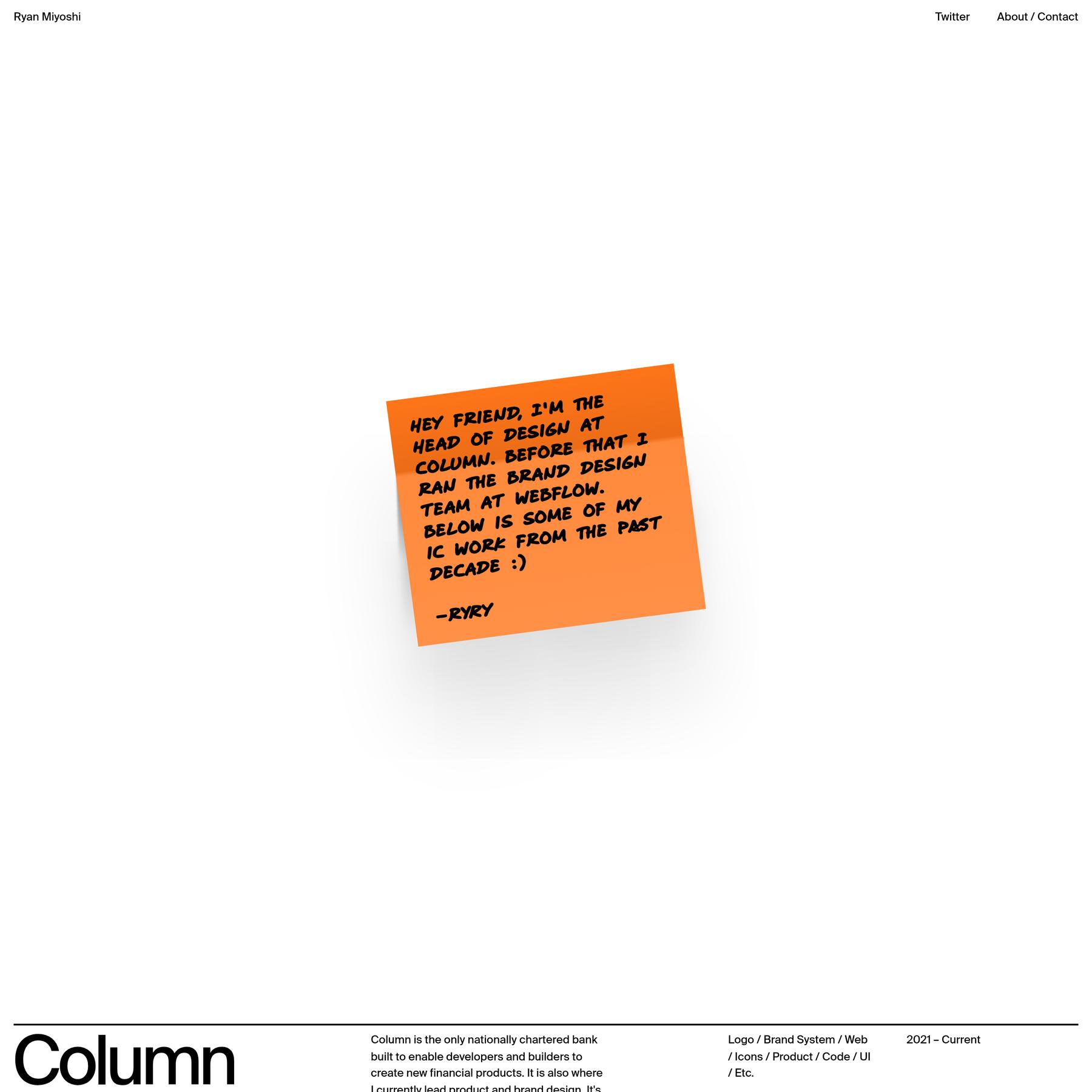 preview of Ryan Miyoshi · Design @ Column