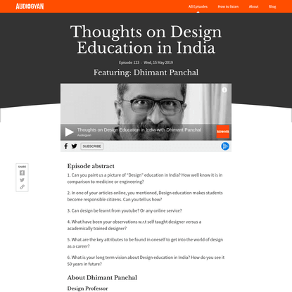 Thoughts on Design Education in India with Dhimant Panchal