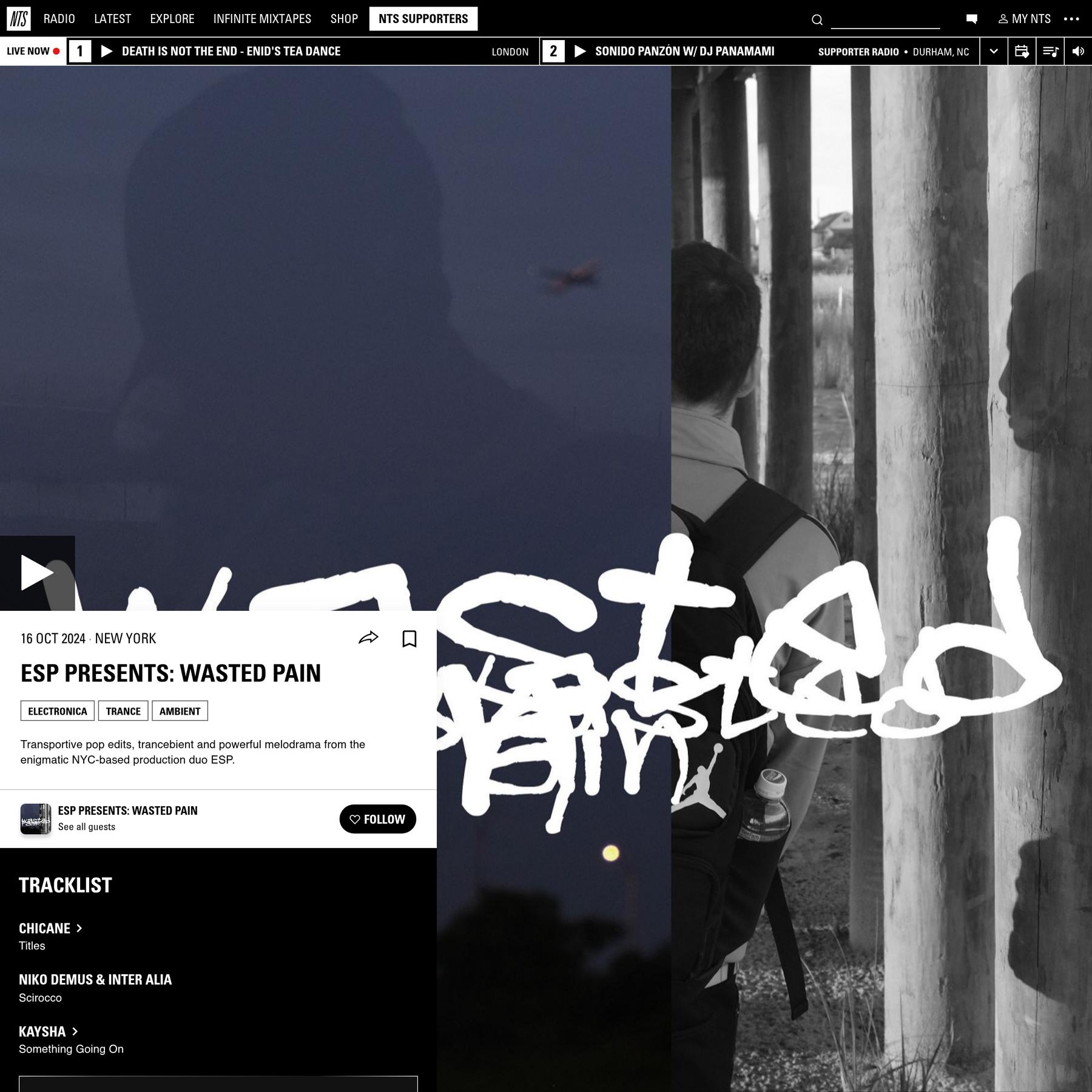 ESP Presents: Wasted Pain 16th October 2024 | Listen on NTS