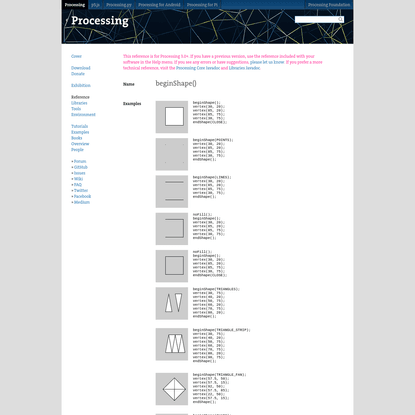 beginShape() \ Language (API) \ Processing 3+