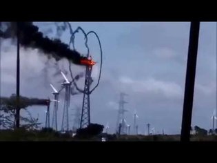 Burning Wind Turbine
