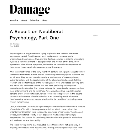 A Report on Neoliberal Psychology, Part One