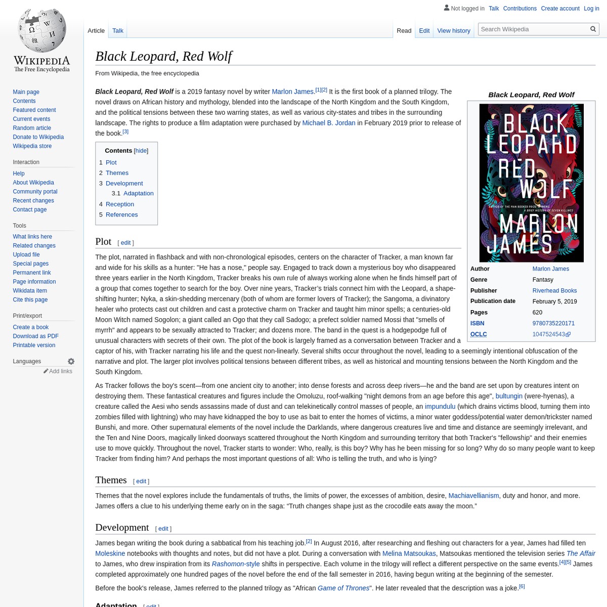 Black Leopard, Red Wolf Wikipedia — Are.na