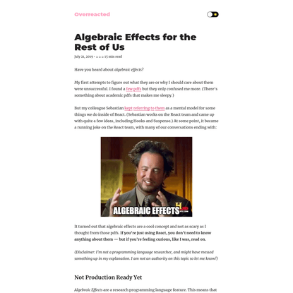 Algebraic Effects for the Rest of Us — Overreacted