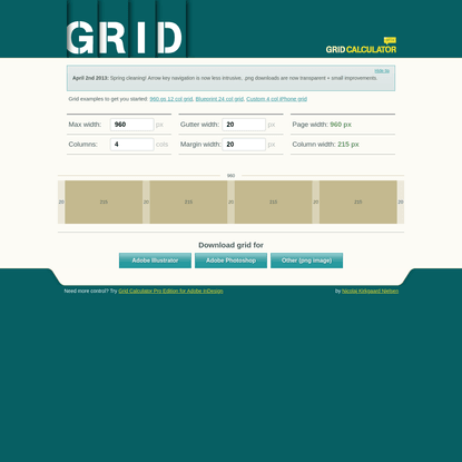 Grid Calculator by Nicolaj Kirkgaard Nielsen