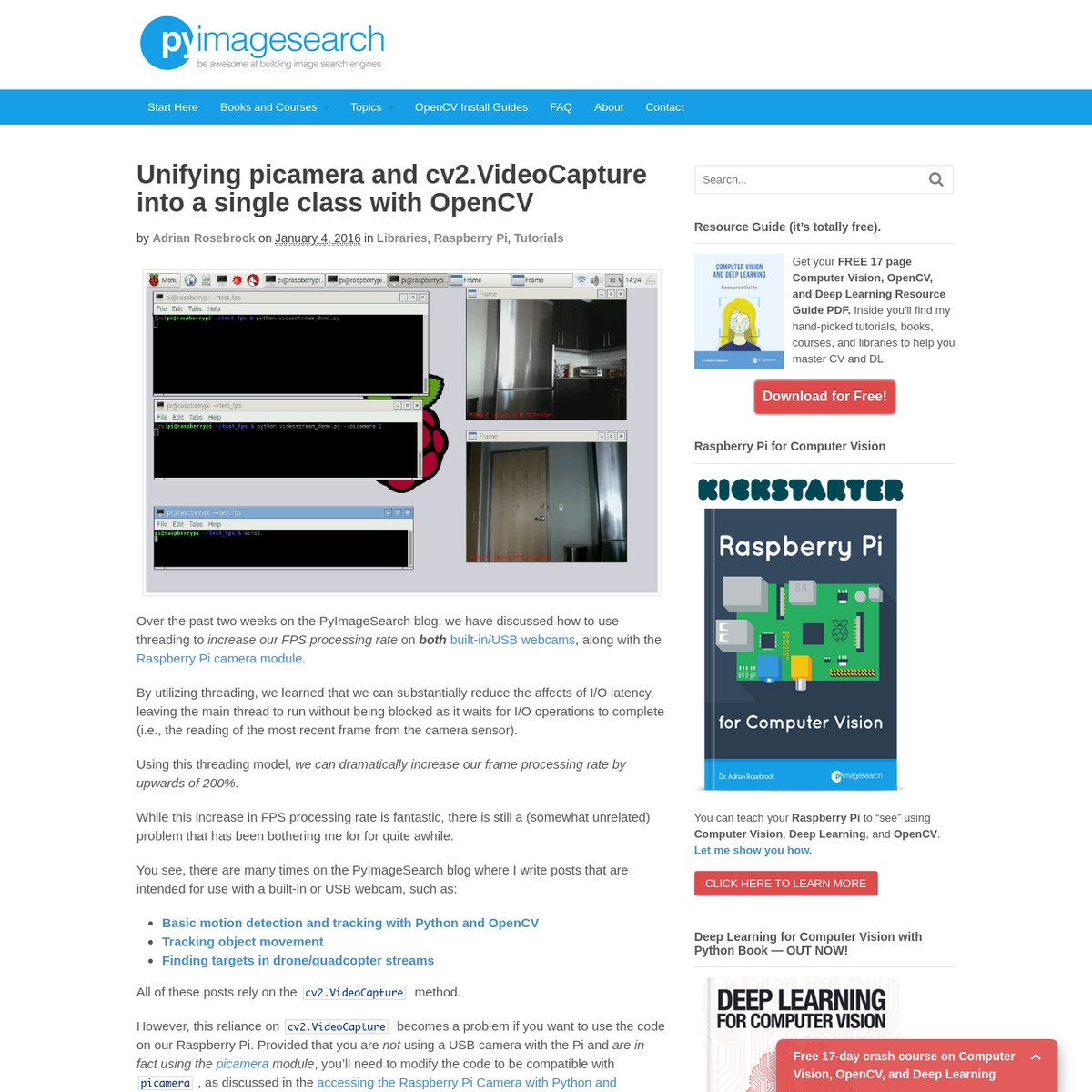 Unifying picamera and cv2.VideoCapture into a single class with OpenCV